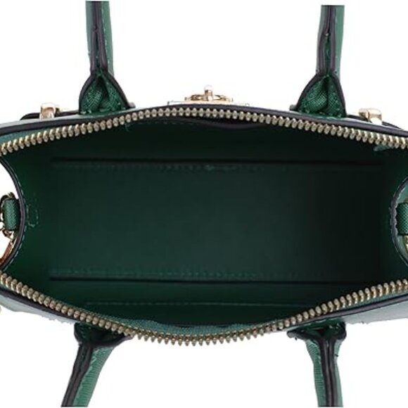 Neiman Marcus Kelly Green Saffiano Faux Leather Satchel Bag - Picture 4 of 5